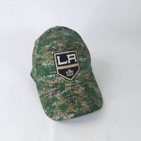 Los Angeles Kings Hat Cap Fitted Mens Large Green Camo NHL Hockey Reebok - Picture 1 of 7
